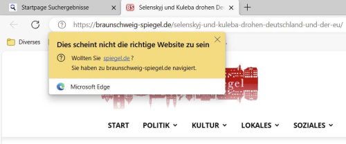 Nicht die richtige Webseite 1