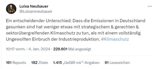 Luisa Neubauers Kommentar zu den gesunkenen Emissionen