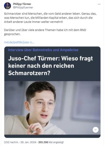 Juso über "Schmarotzer"