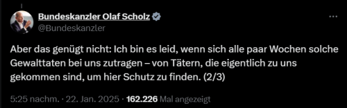 Olaf Scholz ist das Morden durch "Schutzsuchende" leid