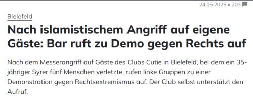 Nach islamistischem Angriff Aufruf zu Demo gegen Rechts